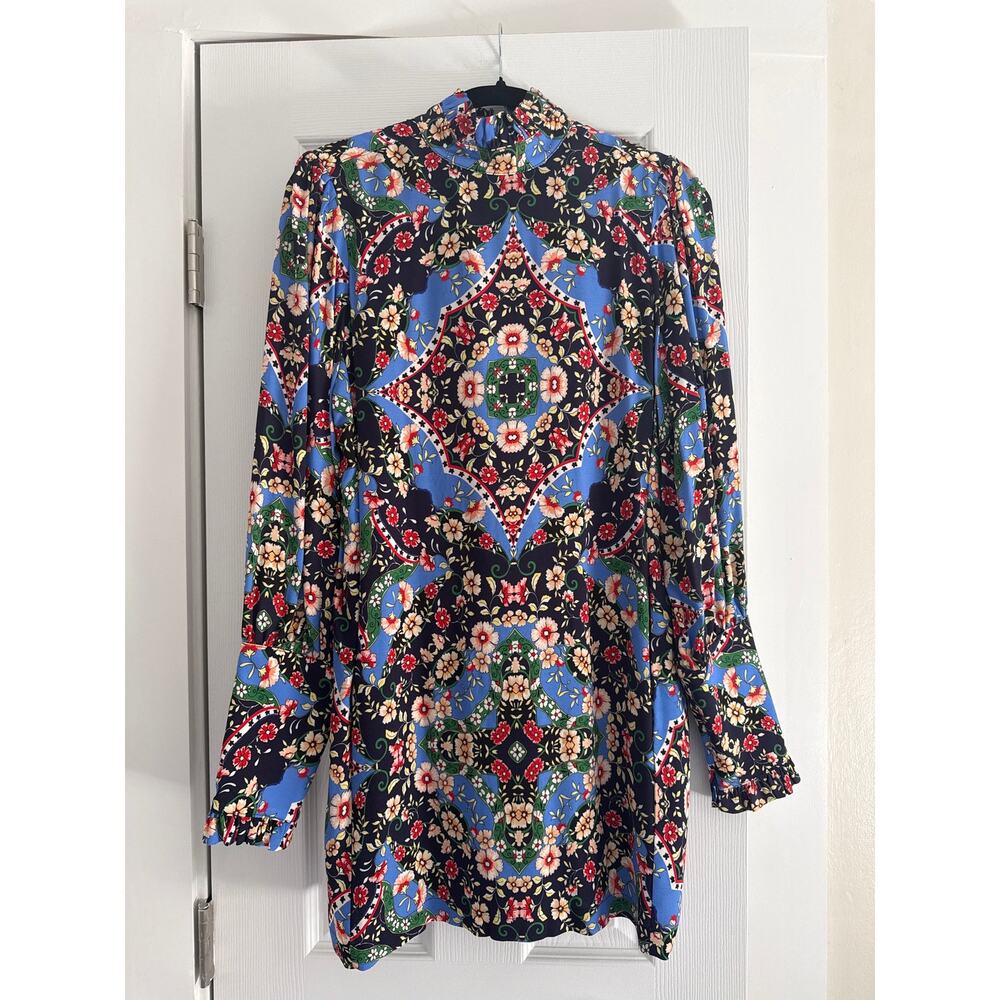 Corrie Lynn Calter NWT Floral Mock Neck Mini Dress (S) Boho Shift Dress